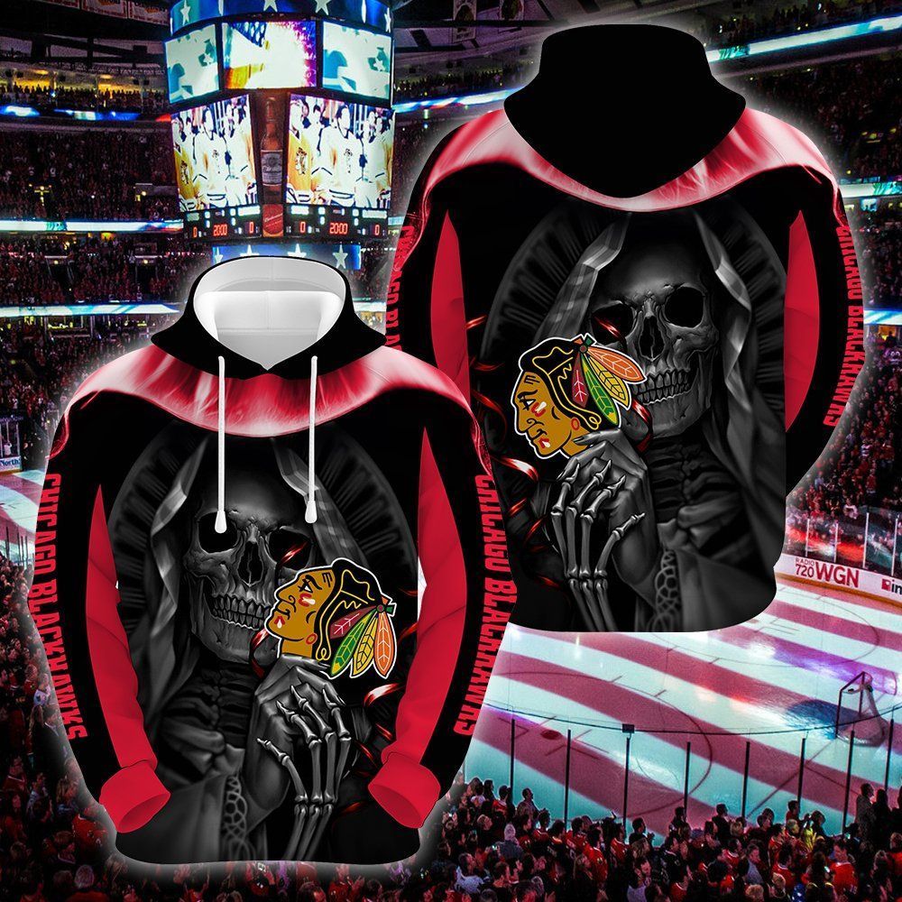 Chicago Blackhawks Skull 3D All Over Printed Sweatshirt, Hoodie, Zip Hoodie | Nhl Special Edition Fan Gear For Men, Women