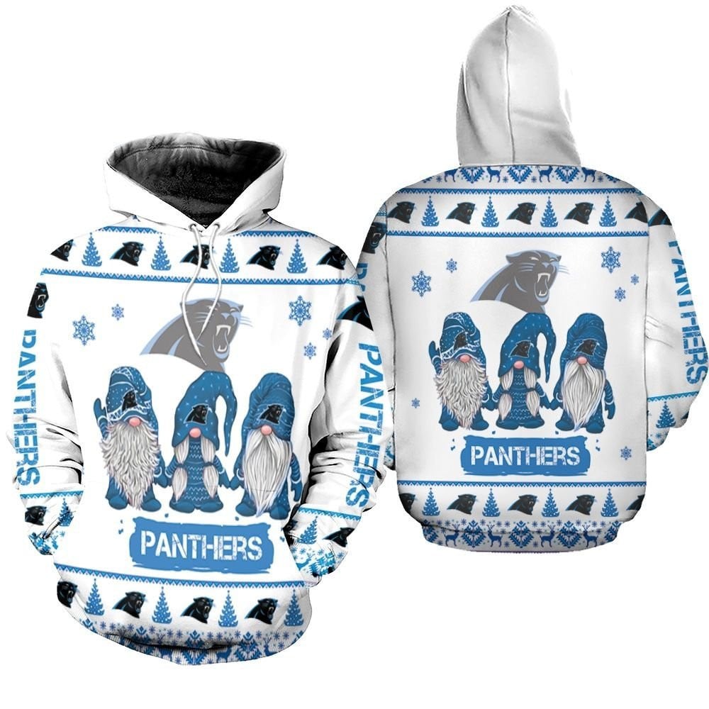 Christmas Gnomes Carolina Panthers Ugly Sweatshirt Christmas 3D All Over Printed Sweatshirt, Hoodie, Zip Hoodie | Nfl Fan Gear For Men, Women