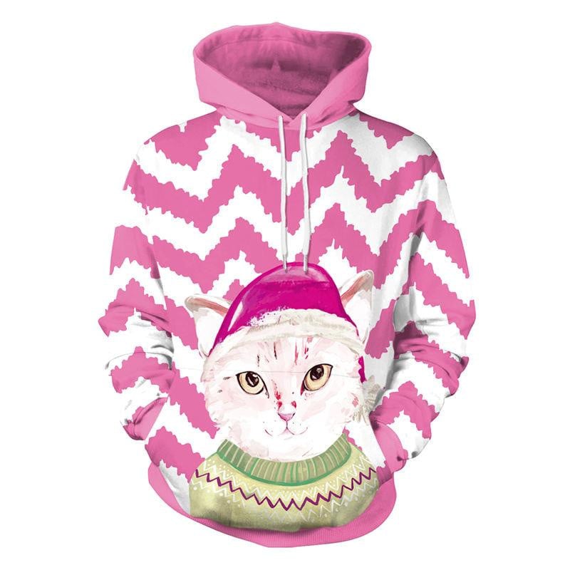 Christmas Pink Cat 3D All Over Printed Sweatshirt, Hoodie, Zip Hoodie | Fan Apparel For Men, Women