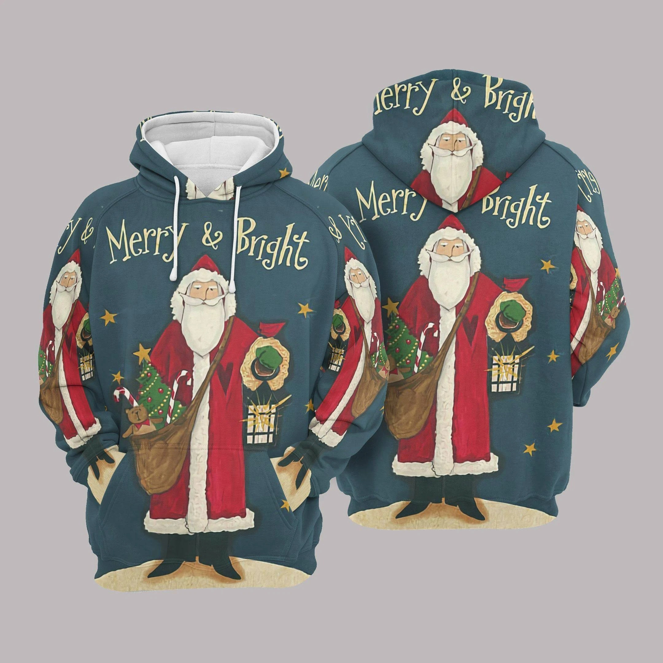 Christmas Santa Claus Teal Unique Unisex 3D All Over Printed Sweatshirt, Hoodie, Zip Hoodie | Fan Apparel For Men, Women