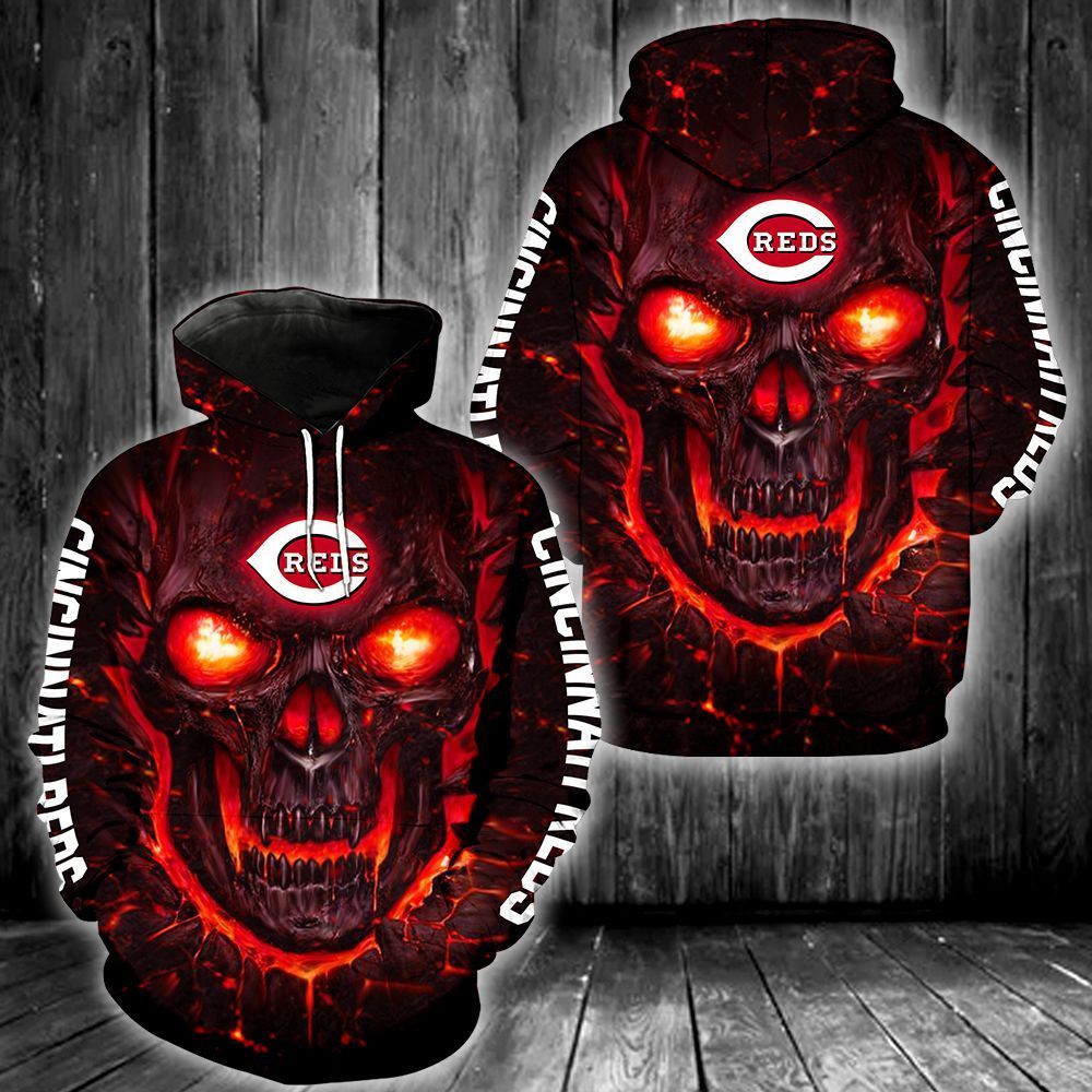 Cincinnati Reds Skull 3D All Over Printed Sweatshirt, Hoodie, Zip Hoodie | Mlb Special Edition Fan Gear For Men, Women
