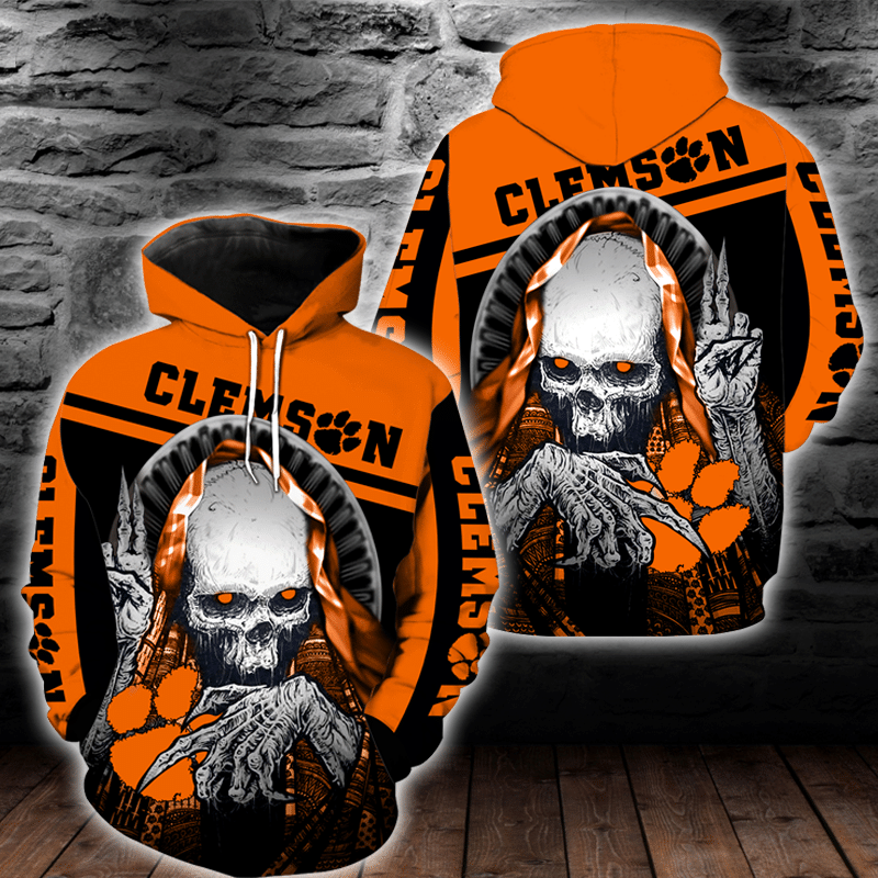Clemson Tigers Skull 3D All Over Printed Sweatshirt, Hoodie, Zip Hoodie | Ncaa Special Edition Fan Gear For Men, Women