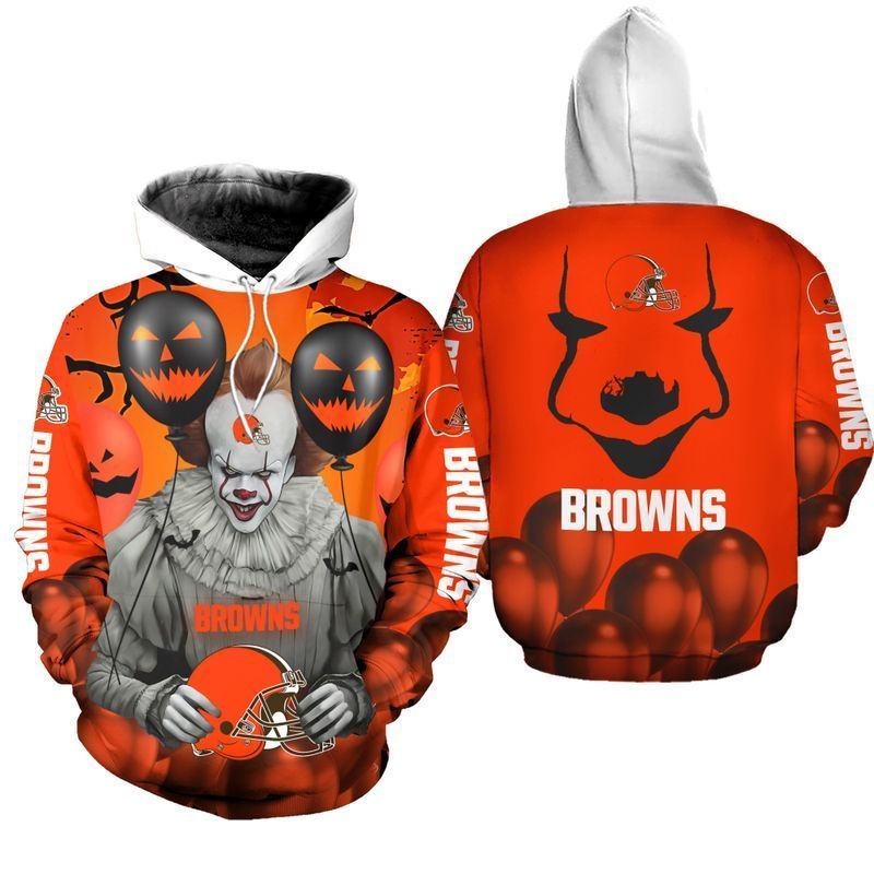 Cleveland Browns Pennywise The Dancing Clown It Hallowen 3D All Over Printed Sweatshirt, Hoodie, Zip Hoodie | Special Edition Fan Apparel For Men, Women