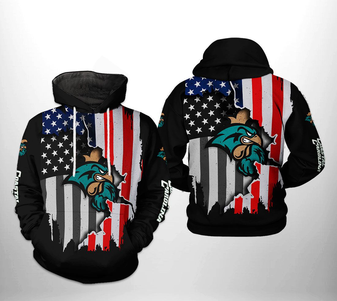 Coastal Carolina Chanticleers Ncaa Us Flag 3D All Over Printed Sweatshirt, Hoodie, Zip Hoodie | Fan Apparel For Men, Women