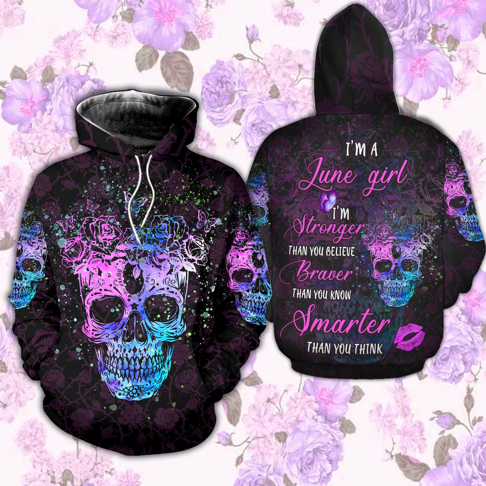 Cool Skull- June Girl 3D All Over Printed Sweatshirt, Hoodie, Zip Hoodie | Special Edition Fan Apparel For Men, Women
