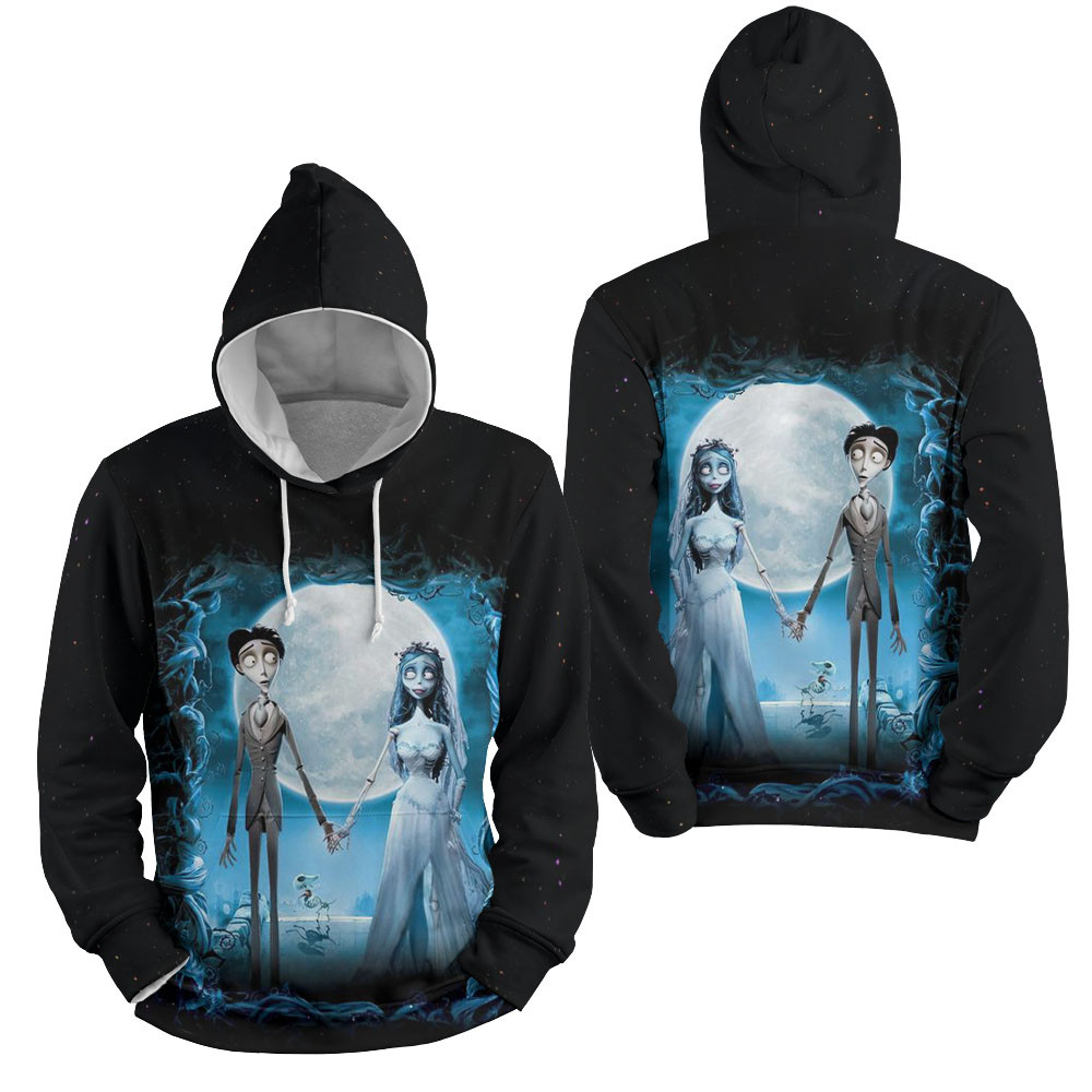 Corpse Bride Victor Van Dort And Emily Poster 3D All Over Printed Sweatshirt, Hoodie, Zip Hoodie | Fan Apparel For Men, Women
