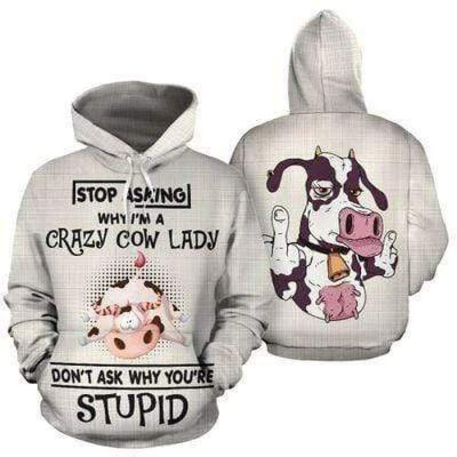 Crazy Cow Lady 3D All Over Printed Sweatshirt, Hoodie, Zip Hoodie | Fan Apparel For Men, Women