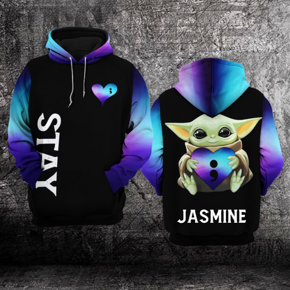 Custom Name Baby Yoda Suicide Awareness Keep Fightings Stay 3D All Over Printed Sweatshirt, Hoodie, Zip Hoodie | Fan Apparel For Men, Women