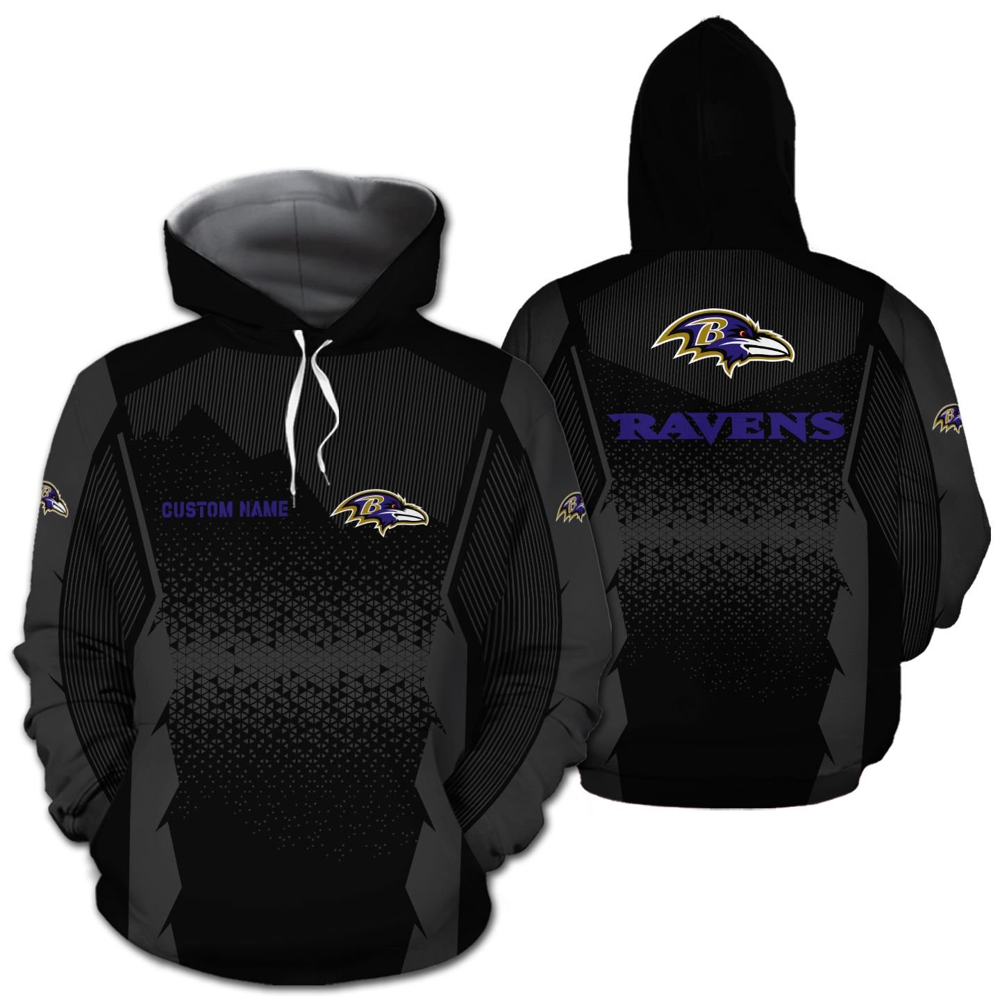 Custom Personalized Baltimore Ravens Zip Hoodie 3D All Over Printed Sweatshirt, Hoodie, Zip Hoodie | Nfl Fan Gear For Men, Women