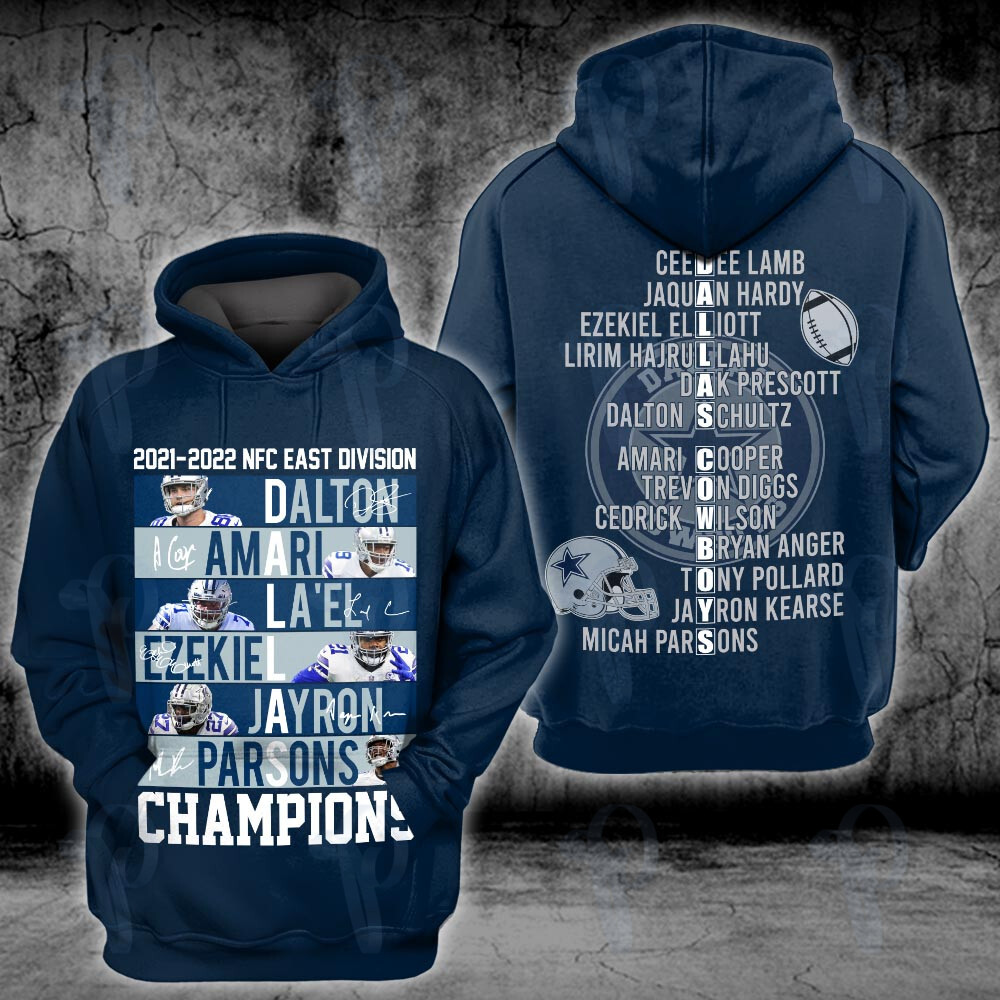 Dallas Cowboys 2021 2022 Nfc East Champions Nfl 3D All Over Printed Sweatshirt, Hoodie, Zip Hoodie | Nfl Fan Gear For Men, Women