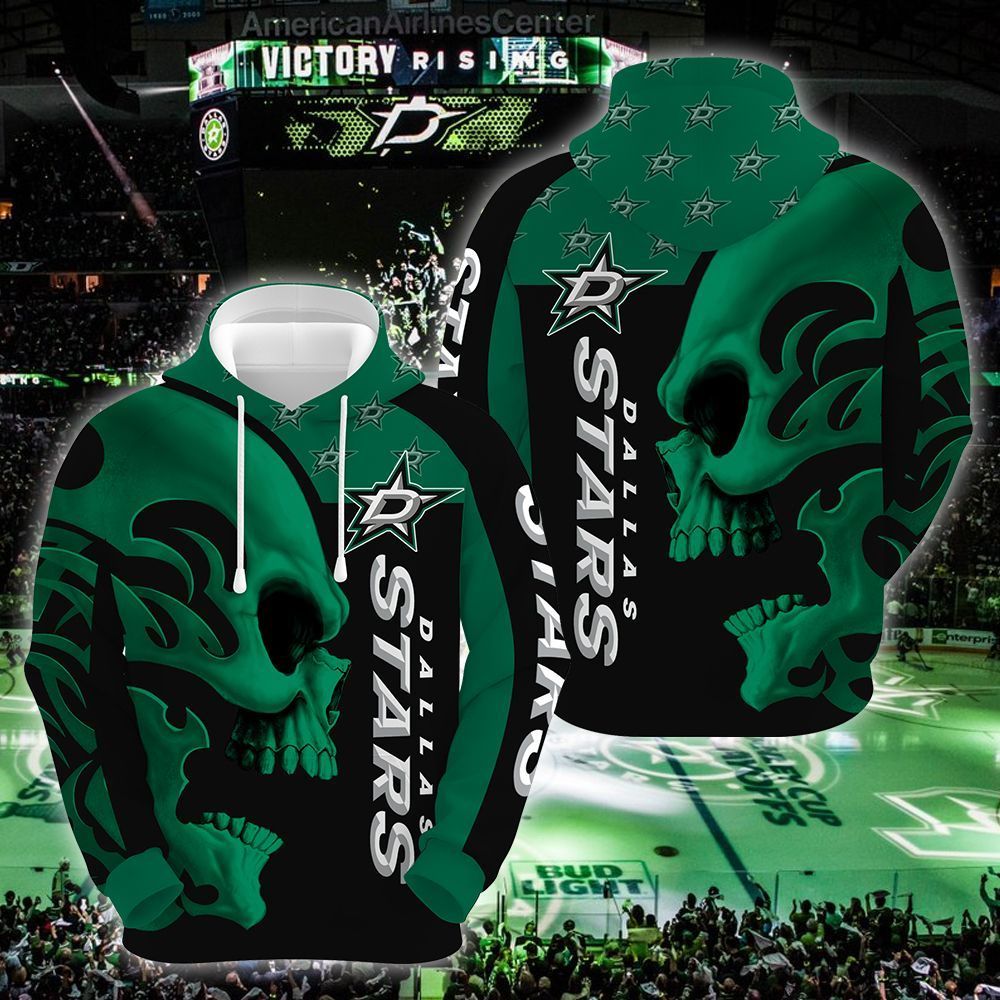 Dallas Stars Skull 3D All Over Printed Sweatshirt, Hoodie, Zip Hoodie | Nhl Special Edition Fan Gear For Men, Women