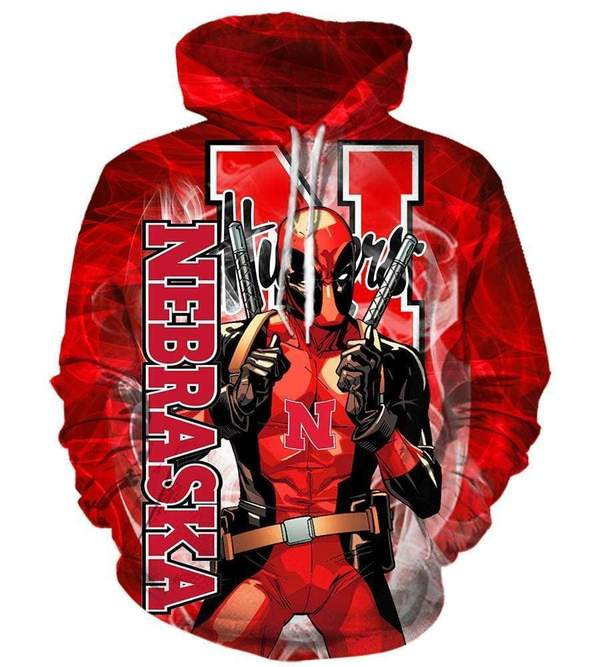 Deadpool Nebraska Cornhuskers 3D All Over Printed Sweatshirt, Hoodie, Zip Hoodie | Fan Apparel For Men, Women