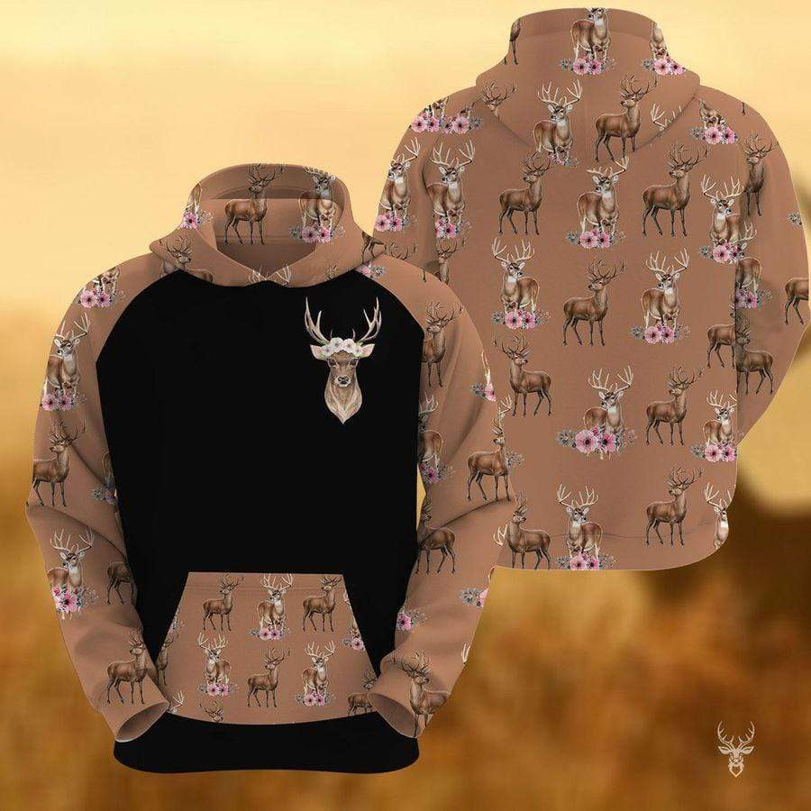 Deer Flower Lover 3D All Over Printed Sweatshirt, Hoodie, Zip Hoodie | Fan Apparel For Men, Women