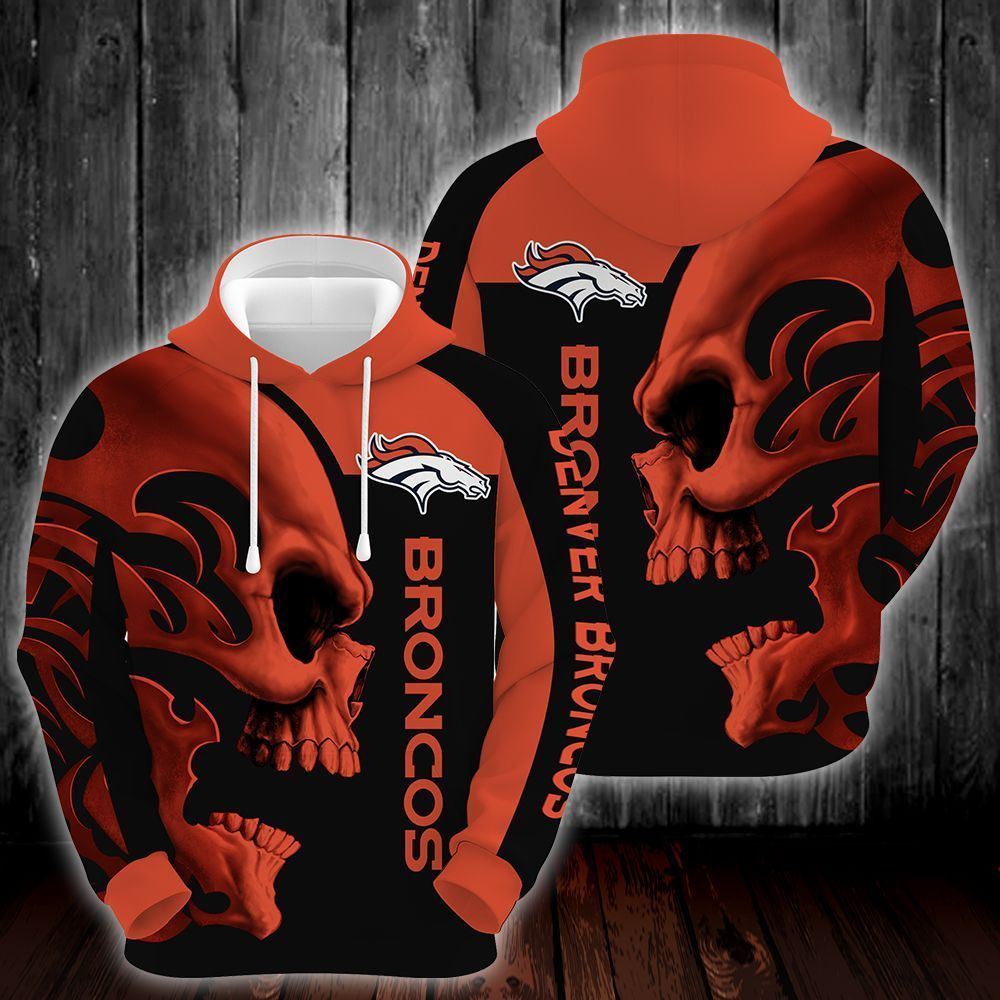 Denver Broncos Skull 3D All Over Printed Sweatshirt, Hoodie, Zip Hoodie | Nfl Special Edition Fan Gear For Men, Women