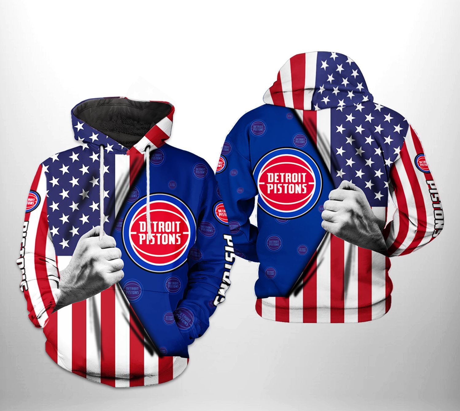 Detroit Pistons Us Flag Team 3D All Over Printed Sweatshirt, Hoodie, Zip Hoodie | Fan Apparel For Men, Women