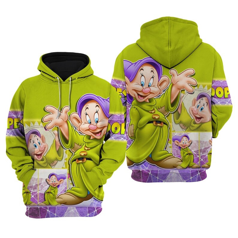 Disney Funny Dopey Dwarf Snow White And The Seven Dwarfs 3D All Over Printed Sweatshirt, Hoodie, Zip Hoodie | Fan Apparel For Men, Women