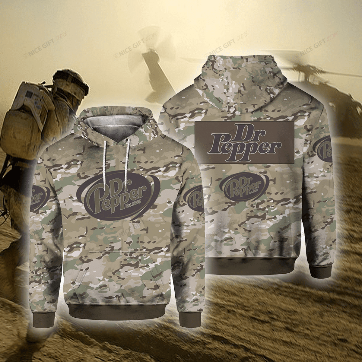 Dr Pepper Camouflage 3D All Over Printed Sweatshirt, Hoodie, Zip Hoodie | Fan Apparel For Men, Women