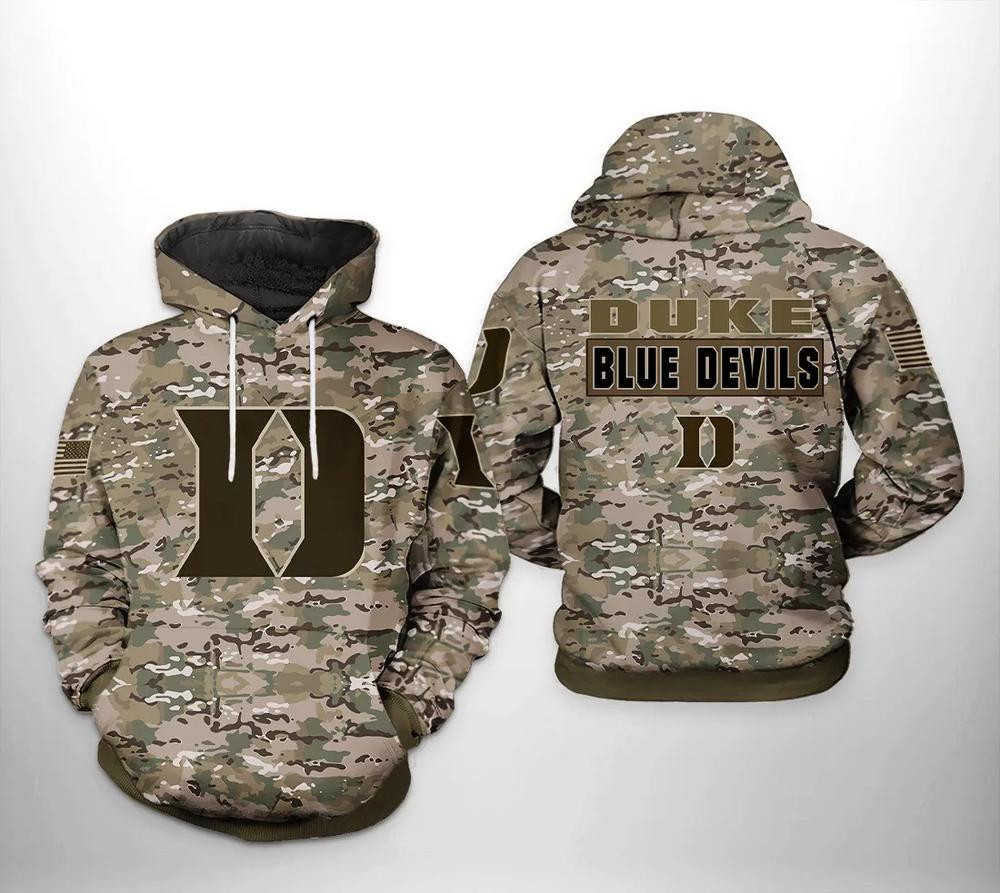 Duke Blue Devils Camo Veteran 3D All Over Printed Sweatshirt, Hoodie, Zip Hoodie | Nhl Fan Gear For Men, Women