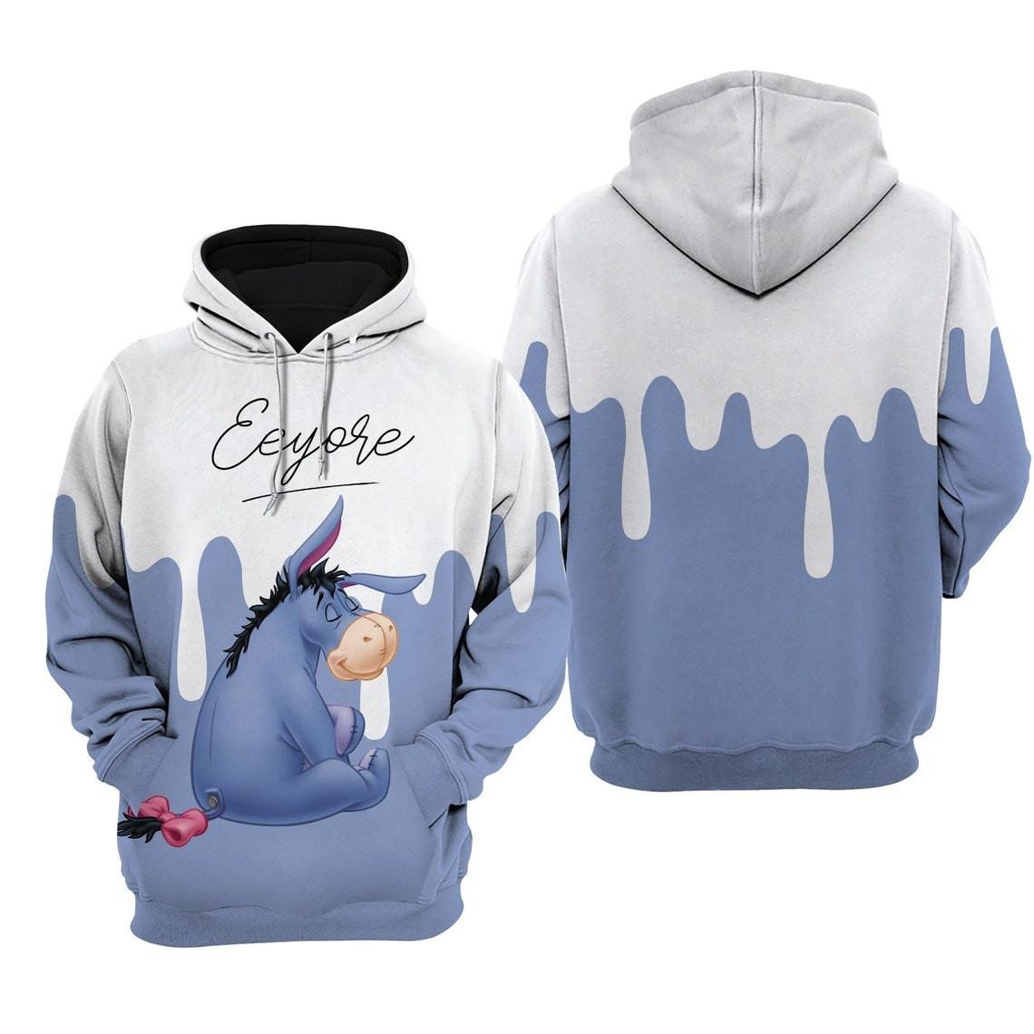Eeyore Blue Dripping Paint Disney Stylist Unisex 3D All Over Printed Sweatshirt, Hoodie, Zip Hoodie | Fan Apparel For Men, Women