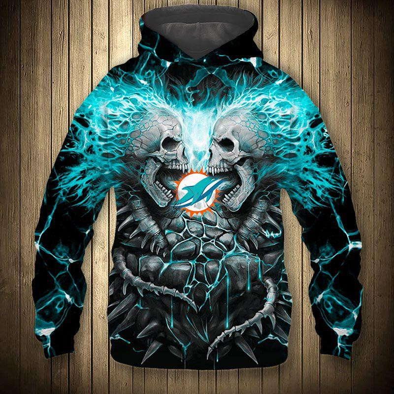 Electric Miami Dolphins Skull 3D All Over Printed Sweatshirt, Hoodie, Zip Hoodie | Nfl Special Edition Fan Gear For Men, Women