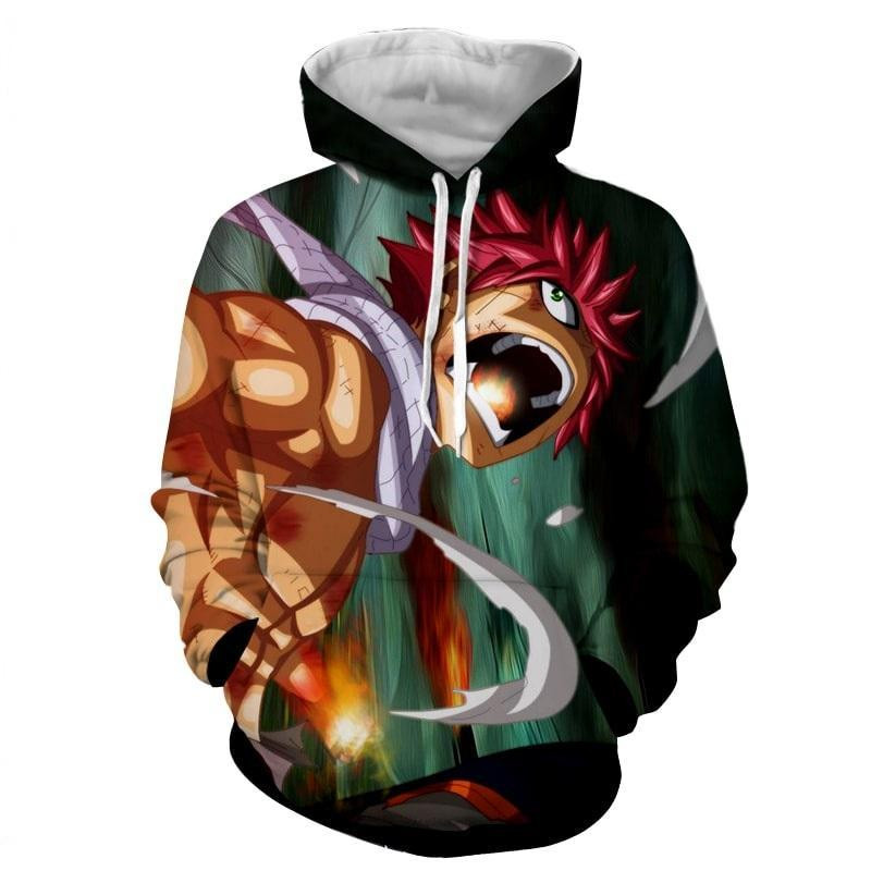 Fairy Tail Epic Natsu Dragneel Fire Dragon Iron Fist 3D All Over Printed Sweatshirt, Hoodie, Zip Hoodie | Fan Apparel For Men, Women