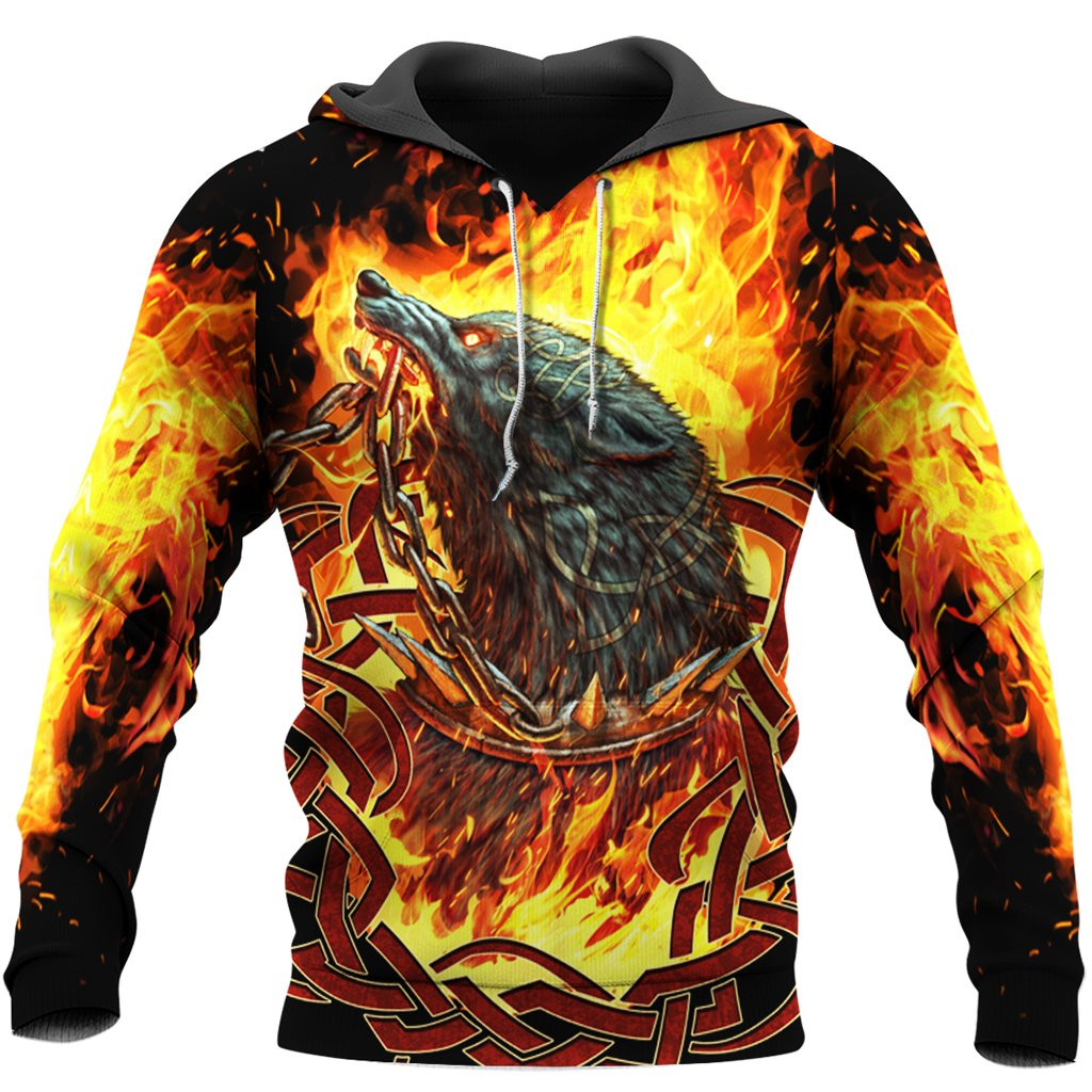 Fenrir Fire Viking 3D All Over Printed Sweatshirt, Hoodie, Zip Hoodie | Fan Apparel For Men, Women