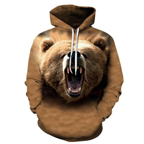 Fierce Bear 3D All Over Printed Sweatshirt, Hoodie, Zip Hoodie | Fan Apparel For Men, Women