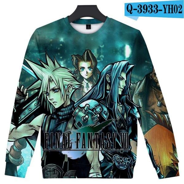Final Fantasy Harajuku O-neck 3D All Over Printed Sweatshirt, Hoodie, Zip Hoodie | Fan Apparel For Men, Women