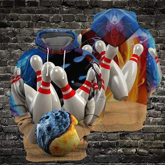 Fire And Water Bowling Ball 3D All Over Printed Sweatshirt, Hoodie, Zip Hoodie | Fan Apparel For Men, Women