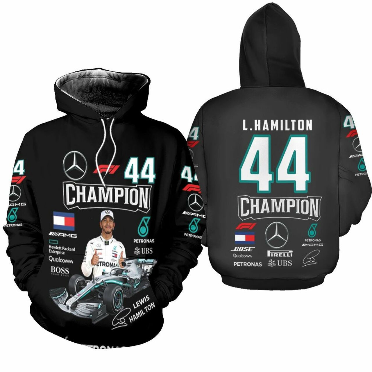 Formula 1 Lewis Hamilton Champion Mercedes 3D All Over Printed Sweatshirt, Hoodie, Zip Hoodie | Fan Apparel For Men, Women