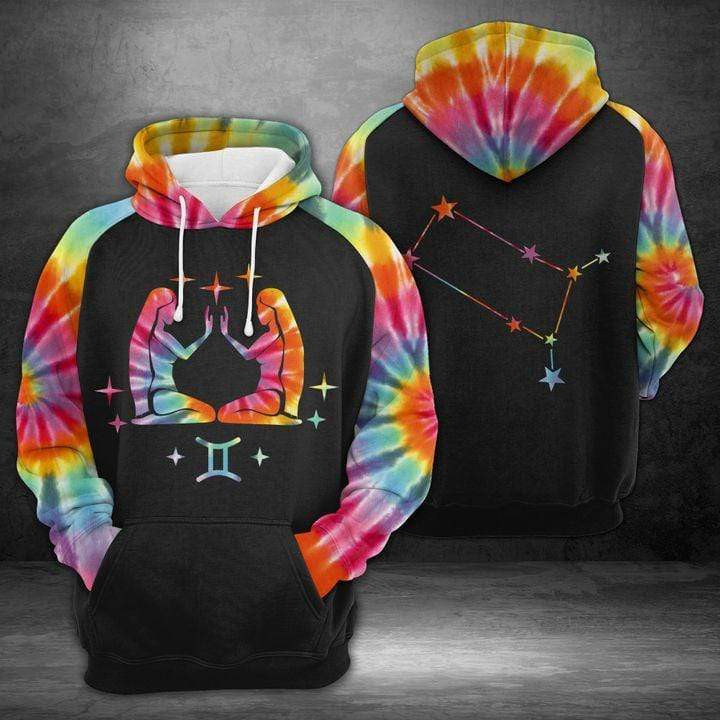 Gemini Zodiac Hippie Tie-dye 3D All Over Printed Sweatshirt, Hoodie, Zip Hoodie | Fan Apparel For Men, Women
