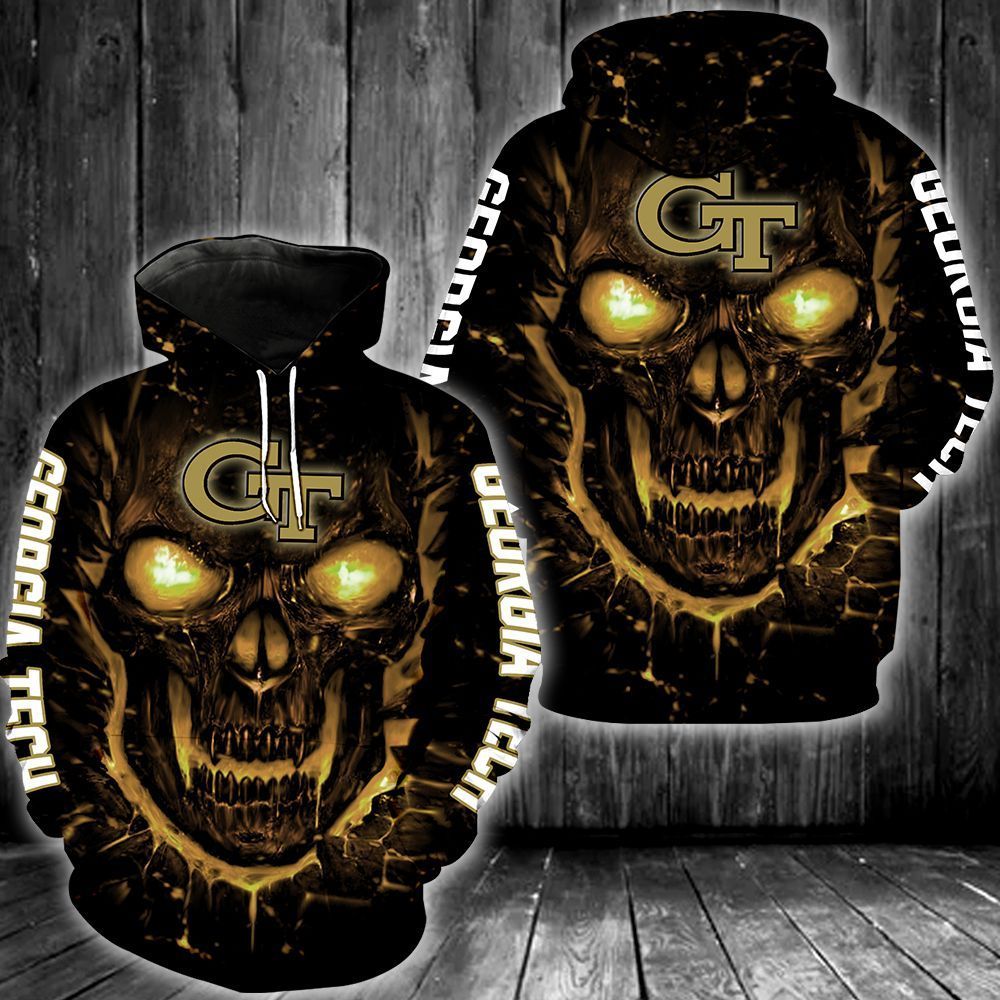 Georgia Tech Skull 3D All Over Printed Sweatshirt, Hoodie, Zip Hoodie | Special Edition Fan Apparel For Men, Women