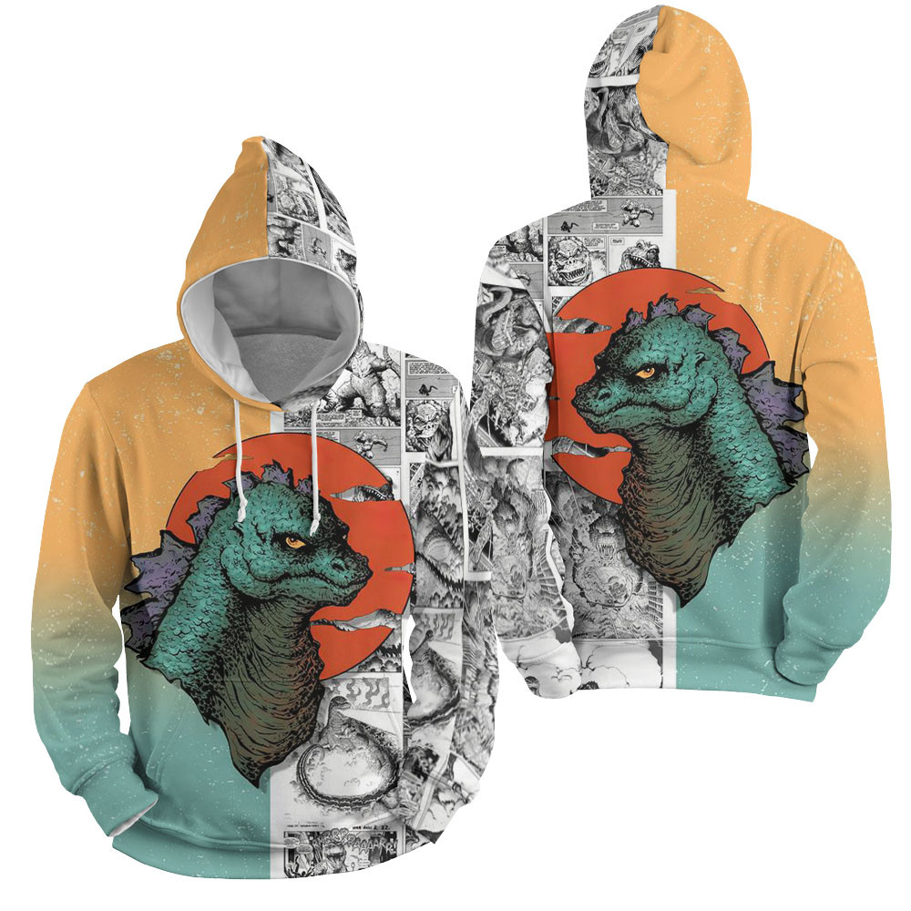 Godzilla And The Red Sun 3D All Over Printed Sweatshirt, Hoodie, Zip Hoodie | Fan Apparel For Men, Women