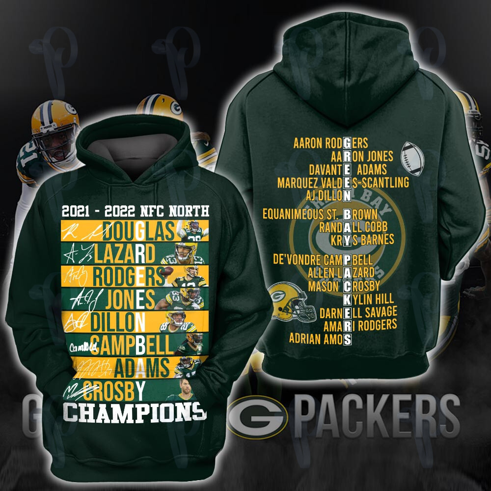 Green Bay Packers 2021 2022 Nfc North Champions Nfl 3D All Over Printed Sweatshirt, Hoodie, Zip Hoodie | Nfl Fan Gear For Men, Women