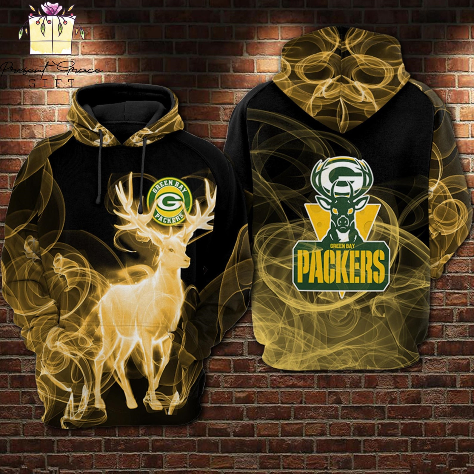 Green Bay Packers Nfl Smoke Deer 3D All Over Printed Sweatshirt, Hoodie, Zip Hoodie | Nfl Fan Gear For Men, Women