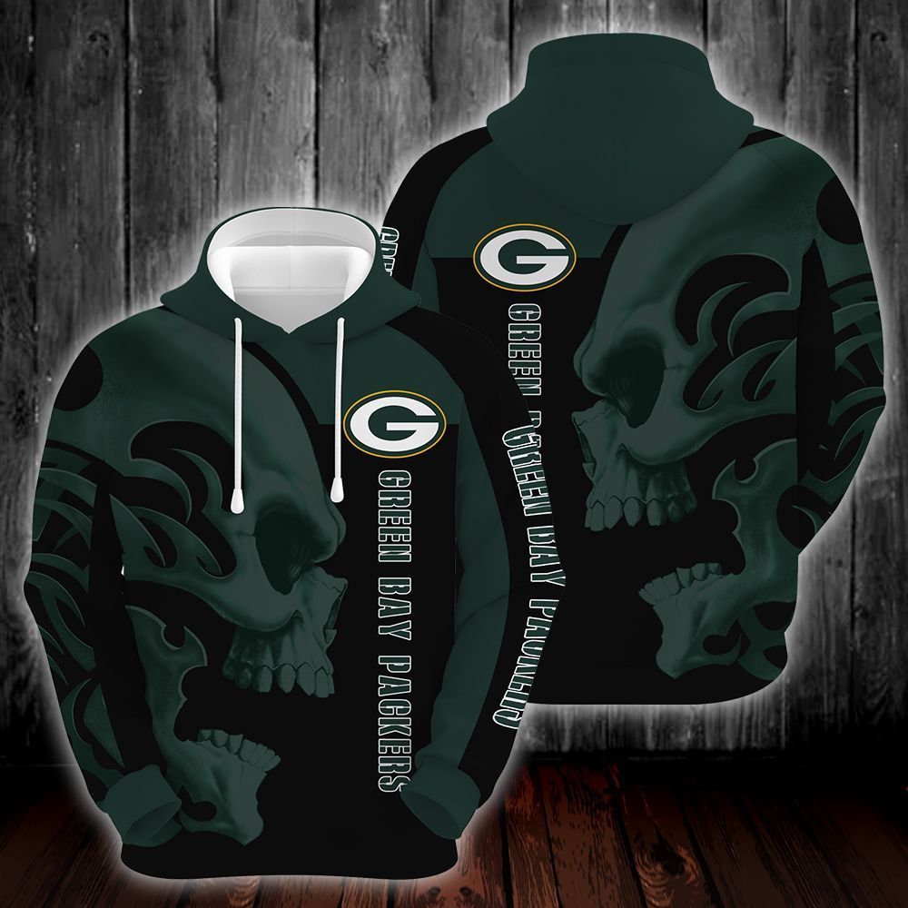 Green Bay Packers Skull 3D All Over Printed Sweatshirt, Hoodie, Zip Hoodie | Nfl Special Edition Fan Gear For Men, Women
