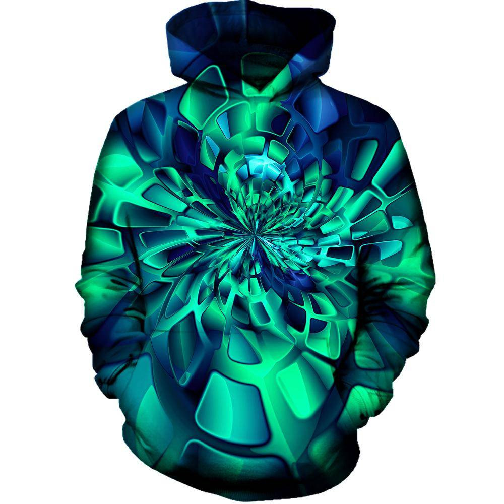 Green Fractal 3D All Over Printed Sweatshirt, Hoodie, Zip Hoodie | Fan Apparel For Men, Women