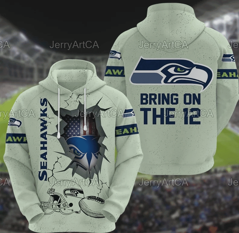 Green Nfl Seattle Seahawks 3D All Over Printed Sweatshirt, Hoodie, Zip Hoodie | Fan Apparel For Men, Women