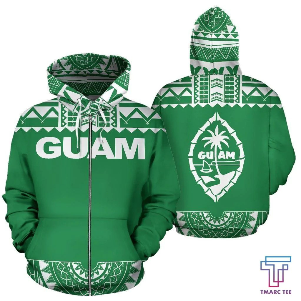 Guam Polynesian Green And White Unisex 3D All Over Printed Sweatshirt, Hoodie, Zip Hoodie | Fan Apparel For Men, Women