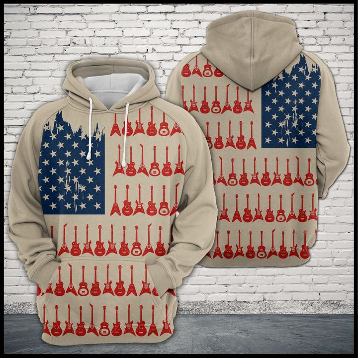 Guitar Usa Flag 3D All Over Printed Sweatshirt, Hoodie, Zip Hoodie | Fan Apparel For Men, Women