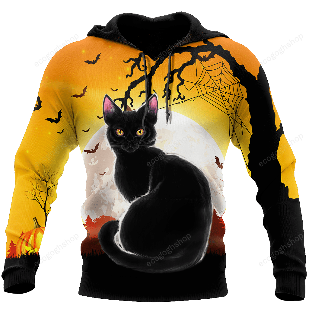 Halloween Black Cat 3D All Over Printed Sweatshirt, Hoodie, Zip Hoodie | Special Edition Fan Apparel For Men, Women
