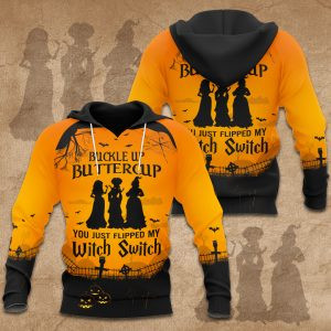 Halloween Buckle Up Butter Cup Witch Switch 3D All Over Printed Sweatshirt, Hoodie, Zip Hoodie | Special Edition Fan Apparel For Men, Women