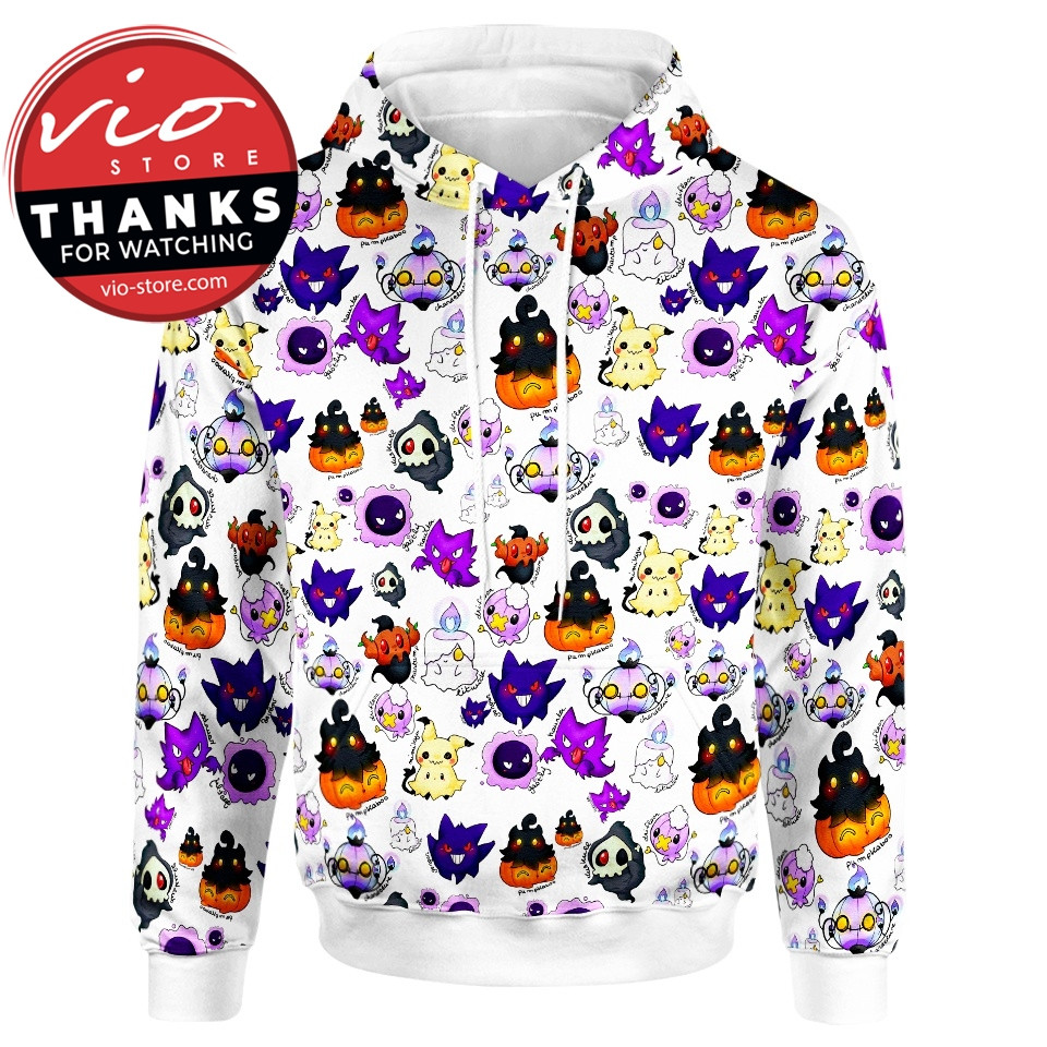 Halloween Pokemon 3D All Over Printed Sweatshirt, Hoodie, Zip Hoodie | Special Edition Fan Apparel For Men, Women