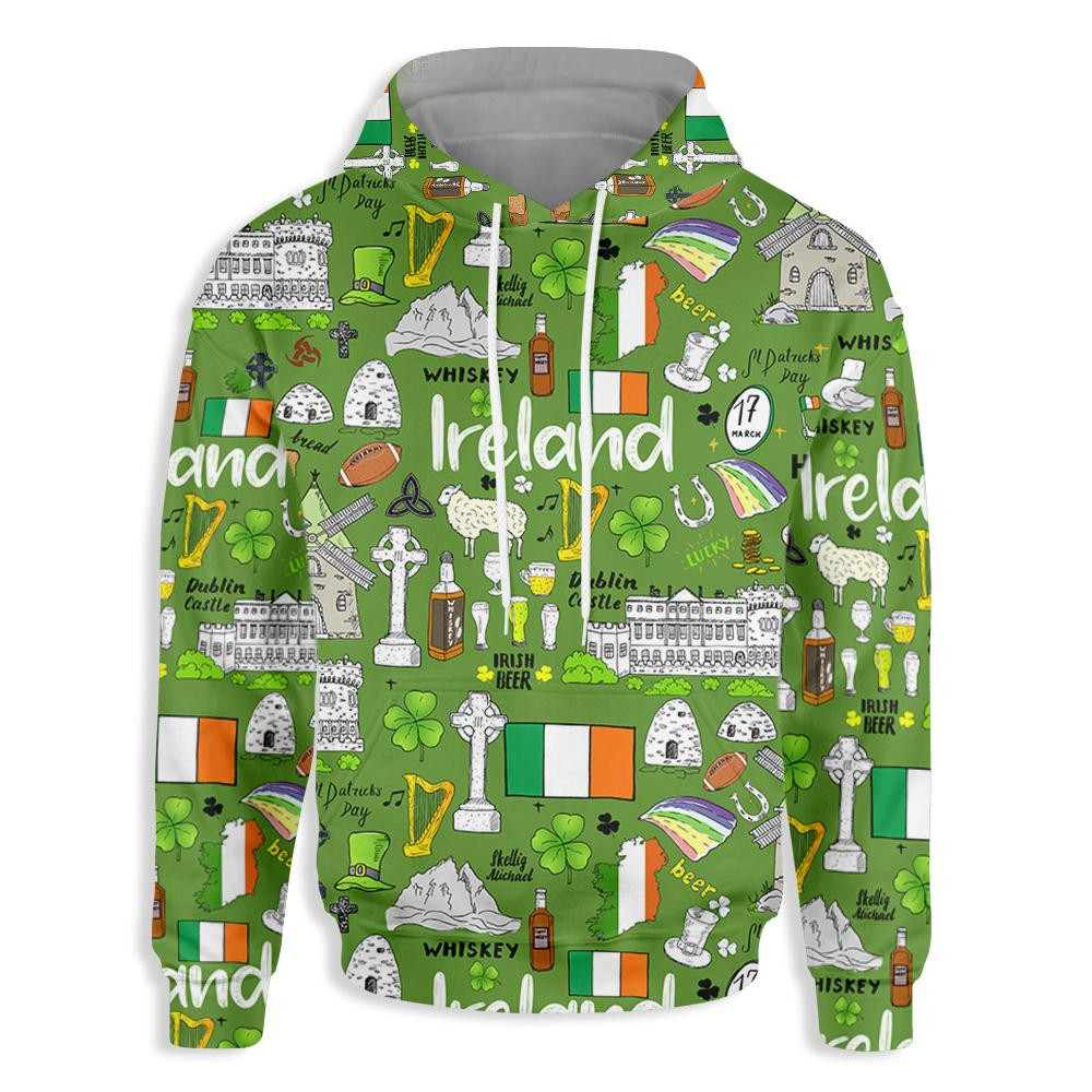 Happy Patrick's Day Ireland 3D All Over Printed Sweatshirt, Hoodie, Zip Hoodie | Fan Apparel For Men, Women