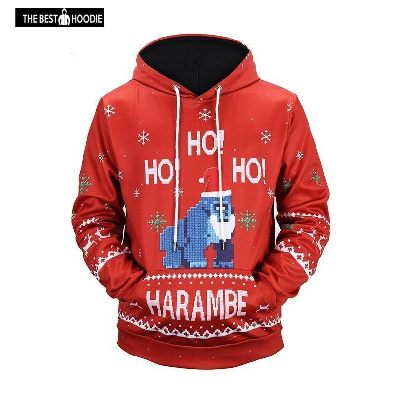 Harambe Ho Ho Ho 3D All Over Printed Sweatshirt, Hoodie, Zip Hoodie | Fan Apparel For Men, Women
