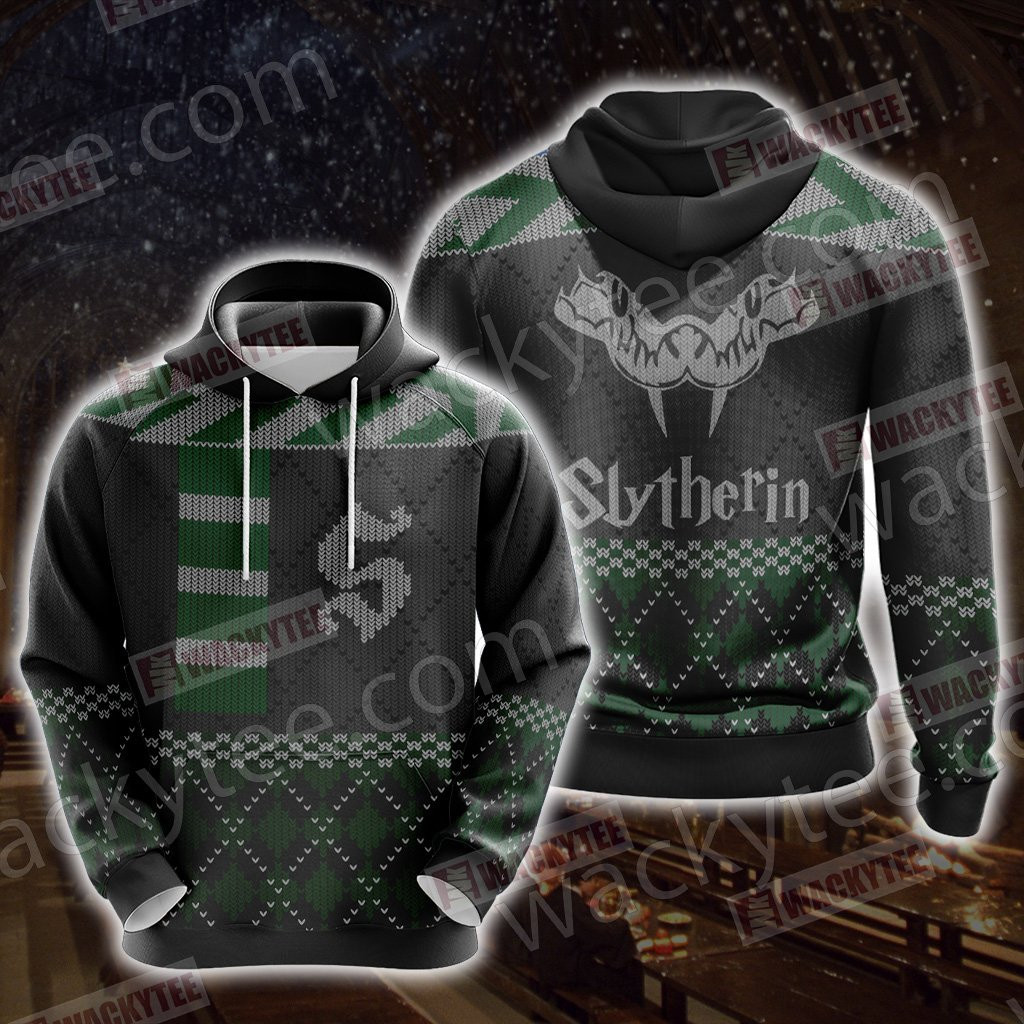 Harry Potter Slytherin House Xmas 3D All Over Printed Sweatshirt, Hoodie, Zip Hoodie | Fan Apparel For Men, Women
