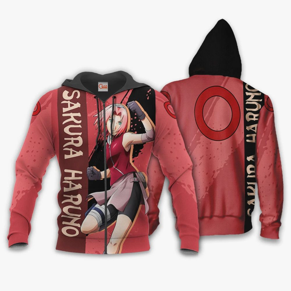 Haruno Sakura Hoodie Shirt Naruto Anime Jacket Va12 3D All Over Printed Sweatshirt, Hoodie, Zip Hoodie | Fan Apparel For Men, Women