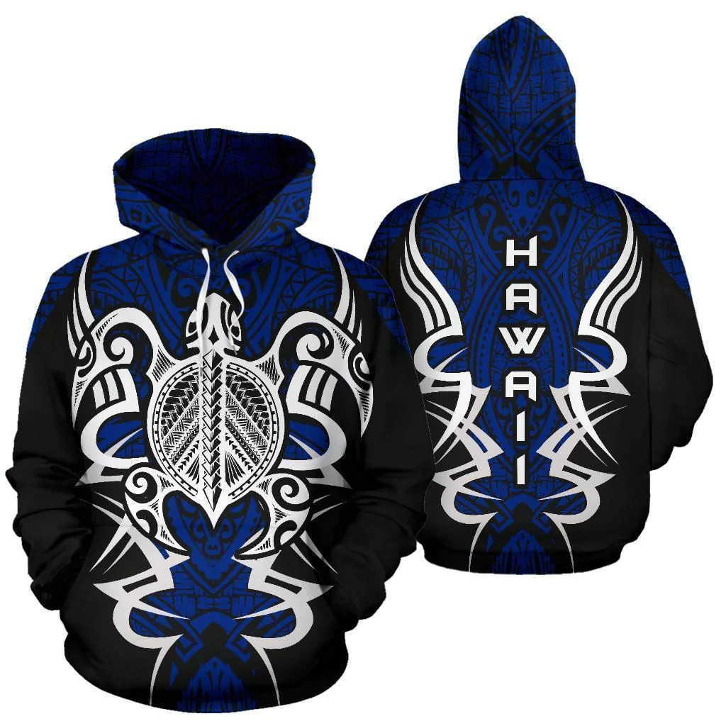 Hawaii Turtle Tribal Blue Unisex 3D All Over Printed Sweatshirt, Hoodie, Zip Hoodie | Fan Apparel For Men, Women