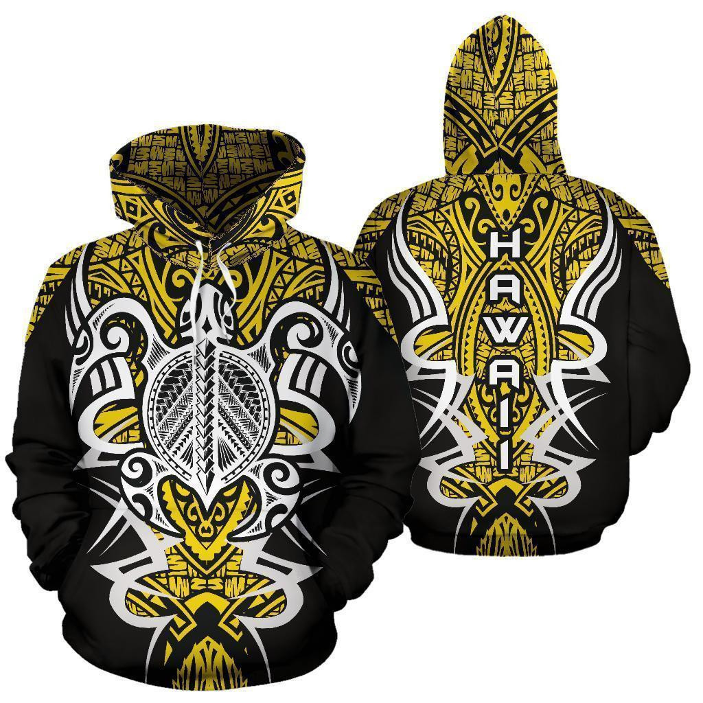 Hawaii Turtle Tribal Yellow Unisex 3D All Over Printed Sweatshirt, Hoodie, Zip Hoodie | Fan Apparel For Men, Women