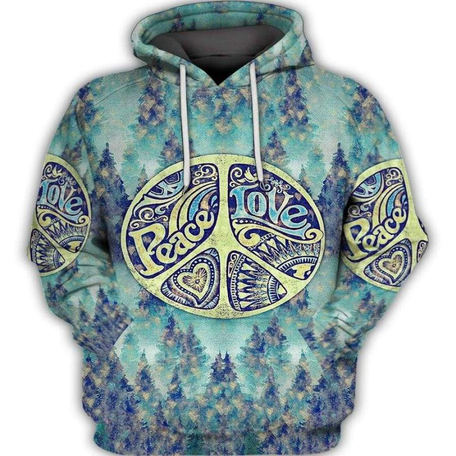 Hippie Peace And Love Hipster 3D All Over Printed Sweatshirt, Hoodie, Zip Hoodie | Fan Apparel For Men, Women